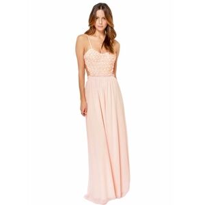 Pink Chiffon Embroiderd Maxi Dress